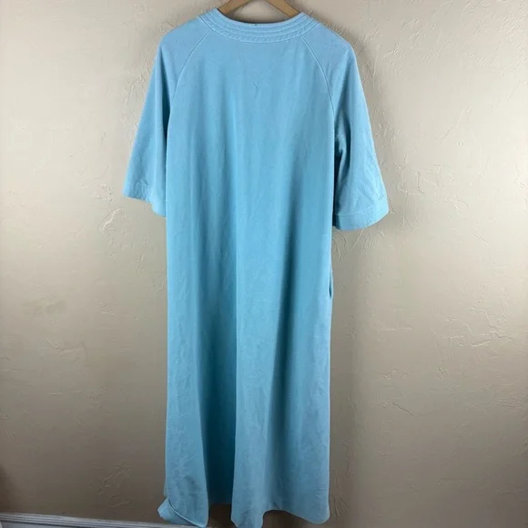Vintage Vanity Fair Blue Velour Housecoat Robe Half-zip Women’s Size Medium - Picture 5 of 8